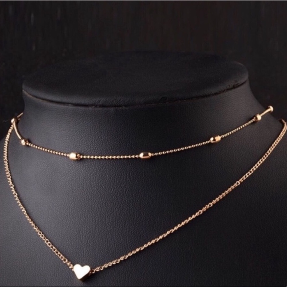 ⚜️[𝟯/$𝟭𝟴]⚜️2 Layered Heart Gold Choker NEW - Picture 3 of 9